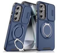 HUUMAGIC Coque avec Anneau pour Appareil Photo Coulissant 360° pour Samsung Galaxy S24 Plus S23 S22 S21 Ultra S20 FE A25 A15 A54 A14 A13 A23 A03S, Bleu Marine, pour S22