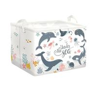 HUUMONSS Grand Paniers à Linge Animaux Marins pour Garçon Fille Repliable Panier Rangement Jouets Vêtements pour Salle de Bain Chambre à Coucher, Dauphins Bleus, 36L