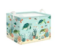 HUUMONSS Grand Paniers à Linge Animaux Marins pour Garçon Fille Repliable Panier Rangement Jouets Vêtements pour Salle de Bain Chambre à Coucher, Tortues Vertes, 36L