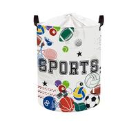 HUUMONSS Grand Paniers à Linge Ballons Sport pour Garçon Fille Repliable Panier Rangement Jouets Vêtements pour Salle de Bain Chambre à Coucher, Blanc, 63L