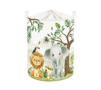 HUUMONSS Grand Paniers à Linge Forêt Animaux Arbre pour Garçon Fille Repliable Panier Rangement Jouets Vêtements pour Salle de Bain Chambre à Coucher, Éléphant, 63L