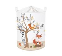 HUUMONSS Grand Paniers à Linge Forêt Animaux Arbre pour Garçon Fille Repliable Panier Rangement Jouets Vêtements pour Salle de Bain Chambre à Coucher, Renard, 63L