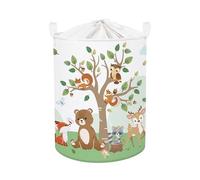 HUUMONSS Grand Paniers à Linge Forêt Animaux Arbre pour Garçon Fille Repliable Panier Rangement Jouets Vêtements pour Salle de Bain Chambre à Coucher, Écureuil, 63L