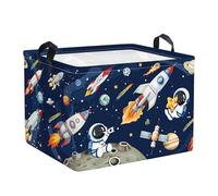 HUUMONSS Grand Paniers à Linge Fusées Spatiales pour Garçon Fille Astronaute Repliable Panier Rangement Jouets Vêtements pour Salle de Bain Chambre à Coucher, Bleu, 36L