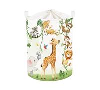 HUUMONSS Grand Paniers à Linge Girafes pour Garçon Fille Pliable Panier Rangement Jouets Vêtements pour Salle de Bain Chambre d'enfants, Blanc, 63L