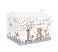 HUUMONSS Grand Paniers à Linge Ours Renard pour Garçon Fille Pliable Panier Rangement Jouets Vêtements pour Salle de Bain Chambre d'enfants, Blanc, 36L