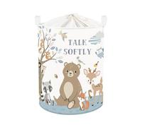 HUUMONSS Grand Paniers à Linge Ours Renard pour Garçon Fille Pliable Panier Rangement Jouets Vêtements pour Salle de Bain Chambre d'enfants, Blanc, 63L