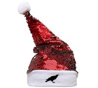 Huuraa Chapeau de Père Noël Corbeau Chapeau à paillettes en feutre rouge/blanc Corbeau Présent