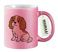 Huuraa gobelets à paillettes Cavalier King Charles Spaniel Tasse à café cadeau rose 330 ml Cavalier King Charles Spaniel souvenirs