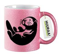 Huuraa gobelets à paillettes loutre Tasse à café cadeau rose 330 ml loutre souvenirs
