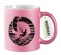 Huuraa gobelets à paillettes Planche de kitesurf Tasse à café cadeau rose 330 ml Planche de kitesurf souvenirs
