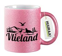 Huuraa gobelets à paillettes Vlieland Tasse à café cadeau rose 330 ml Vlieland souvenirs