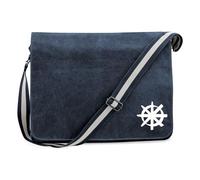 Huuraa Sac à bandoulière Roue du dharma Sacoche pour ordinateur portable en toile bleu marine vintage 14 litres Roue du dharma Présent