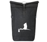 Huuraa sac à dos de coursier cigogne avec bébé Sac à dos cadeau Black Melange 30-44 litres Roll-Top Fairtrade cigogne avec bébé Présent