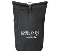 Huuraa sac à dos de coursier Osnabrück verliebt Sac à dos cadeau Black Melange 30-44 litres Roll-Top Fairtrade Osnabrück verliebt Présent