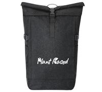 Huuraa sac à dos de coursier Plant Based Blätter Sac à dos cadeau Black Melange 30-44 litres Roll-Top Fairtrade Plant Based Blätter Présent