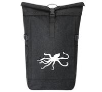 Huuraa sac à dos de coursier Poulpe Sac à dos cadeau Black Melange 30-44 litres Roll-Top Fairtrade Poulpe Présent