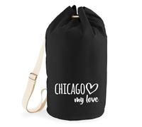 Huuraa sac de sport Chicago my love Sac à dos cadeau noir 20 litres en coton Chicago my love Présent