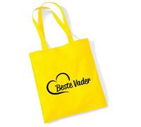 Huuraa sac en coton Beste Vader Sac cadeau en tissu jaune 10 litres en coton Beste Vader souvenir