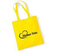 Huuraa sac en coton Meilleur Frère Sac cadeau en tissu jaune 10 litres en coton Meilleur Frère souvenir