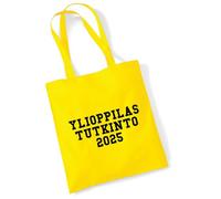Huuraa sac en coton Ylioppilastutkinto 2026 Sac cadeau en tissu jaune 10 litres en coton Ylioppilastutkinto 2026 souvenir