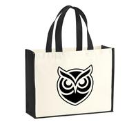 Huuraa sac en jute hibou Sac de courses Gift Shopper noir 21 litres en jute et coton hibou cadeau