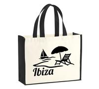 Huuraa sac en jute Ibiza Sac de courses Gift Shopper noir 21 litres en jute et coton Ibiza cadeau