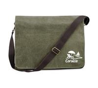 Huuraa sac pour ordinateur portable Corsica Sac à bandoulière cadeau en toile vert militaire 14 litres Corsica souvenirs