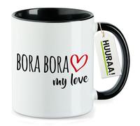 Huuraa tasse à café Bora Bora my love Mug Cadeau Noir 330ml Bora Bora my love Présent
