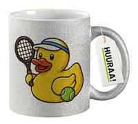 Huuraa tasse à café Canard de bain joueur de tennis Mug Cadeau Argent 330ml Canard de bain joueur de tennis Présent