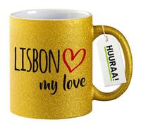Huuraa tasse à café Lisbon my love Tasse à café cadeau dorée 330 ml Lisbon my love cadeau