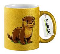 Huuraa tasse à café Loutre Tasse à café cadeau dorée 330 ml Loutre cadeau