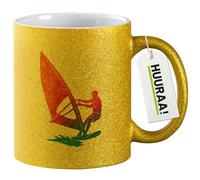 Huuraa tasse à café Planche à voile Tasse à café cadeau dorée 330 ml Planche à voile cadeau