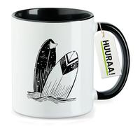 Huuraa tasse à café Planche de surf Mug Cadeau Noir 330ml Planche de surf Présent