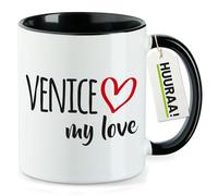 Huuraa tasse à café Venice my love Mug Cadeau Noir 330ml Venice my love Présent