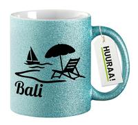 Huuraa tasse à paillettes Bali Indonesia Mug Cadeau Bleu 330ml Bali Indonesia Présent