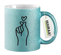 Huuraa tasse à paillettes K-Pop Mug Cadeau Bleu 330ml K-Pop Présent
