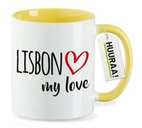 Huuraa tasse à thé Lisbon my love Mug cadeau en céramique jaune 330 ml Lisbon my love Surprendre