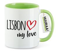 Huuraa Tasse Lisbon my love Tasse à café cadeau verte 330 ml Lisbon my love souvenirs