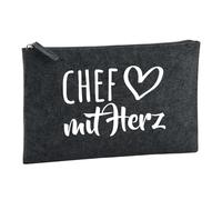 Huuraa trousse de toilette Chef mit Herz Trousse de toilette cadeau en feutre anthracite 1 litre Chef mit Herz Présent