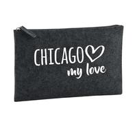 Huuraa Trousse de Toilette Chicago My Love Trousse de Toilette Cadeau en Feutre Anthracite 1 Litre Chicago My Love Présent