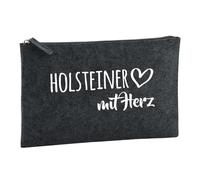 Huuraa trousse de toilette Holsteiner mit Herz Trousse de toilette cadeau en feutre anthracite 1 litre Holsteiner mit Herz Présent