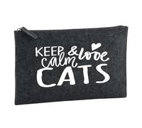 Huuraa trousse de toilette Keep calm and love Cats Trousse de toilette cadeau en feutre anthracite 1 litre Keep calm and love Cats Présent