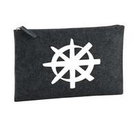 Huuraa trousse de toilette Roue du dharma Trousse de toilette cadeau en feutre anthracite 1 litre Roue du dharma Présent