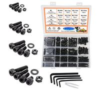 Huurirui M2 M3 M4 M5 Ensemble Assorti, 945 Pièces Noir Hex Socket Head Cap Vis Boulons et Écrous Kit, Filetage Machine Boulons et Écrous Ensemble Outils Assortiment Kit