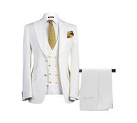 HUUTOE Costume 2 pièces à col mandarin pour homme - Tunique chinoise - Uniforme traditionnelle pour mariage et festival, BLANC, 40 Big