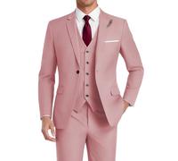 HUUTOE Costume 3 pièces ajusté pour homme, tenue pour mariage, bal de fin d'année, affaires, pour garçons d’honneur, smoking avec blazer à un bouton, gilet et pantalon (personnalisable), Dusty Rose