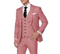 HUUTOE Costume 3 pièces élégant pour homme, type smoking, coupe ajustée, avec blazer, gilet et pantalon, pour l’été, mariage, bal de fin d'année, affaires, Dusty Rose., Taille 4XL