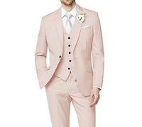 HUUTOE Costume 3 pièces élégant pour mariage, bal de fin d'année, affaires, blazer à un bouton, veste gilet et pantalon, smoking, pour homme, personnalisable, nude, Taille XL