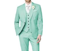HUUTOE Costume 3 pièces élégant pour mariage, bal de fin d'année, affaires, blazer à un bouton, veste gilet et pantalon, smoking, pour homme, personnalisable, aqua, XX-Large